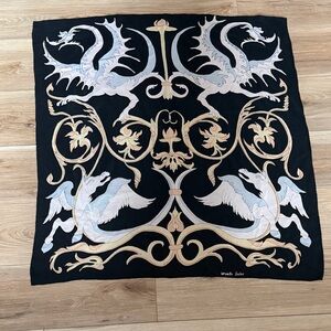 Vintage WinterSilks Pure Silk Dragon Scarf – Fantasy-Inspired Elegance